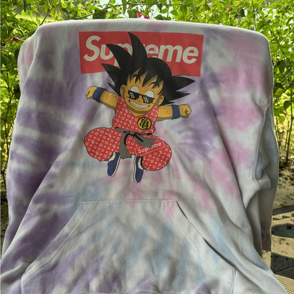 Supreme Other - Supreme Purple and White Tie-Dye Hoodie with Anime Design